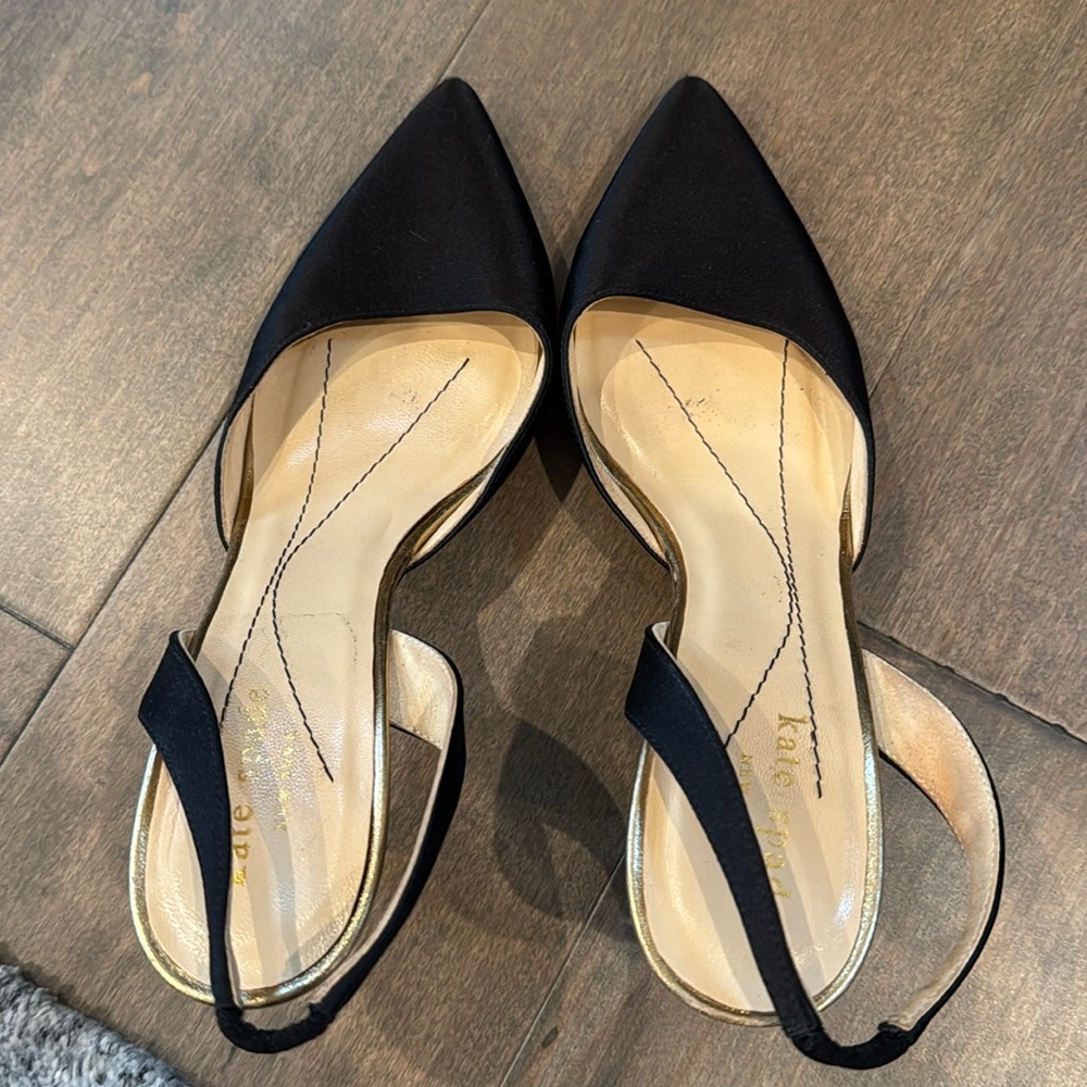 Black Kate Spade Satin Slingback Heels